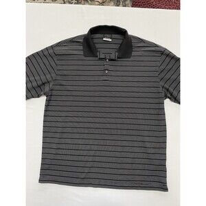 Nike Golf Polo Shirt Mens Large Black White Striped Dri-Fit Performance Athletic